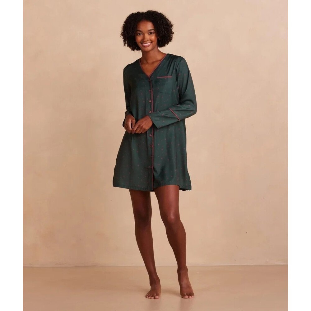 Summersalt Women's The Cloud 9 Boyfriend Sleep Shirt Green Eden & Rosewood Sz XS